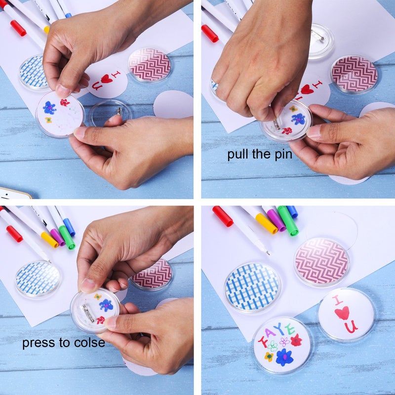 Aboat 25 Sets Design a Button Clear Acrylic Button Badges Kit with Pins for DIY Crafts and Craft Activities (2.36 Inch) - Image 4